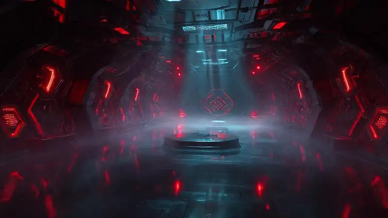 Superficies oscuras y geometrías enigmáticas futuristas