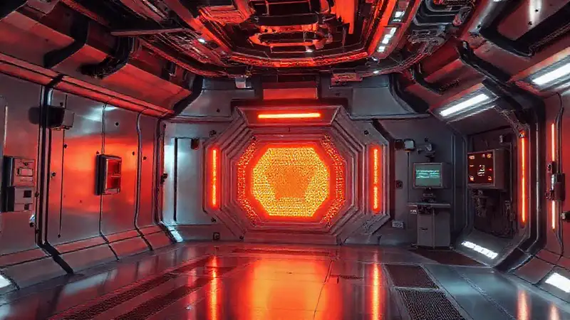 Sala futurista segura con tecnología avanzada