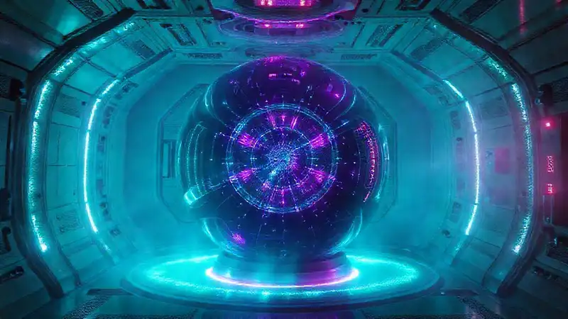 Esfera luminosa en cámara de alta tecnología