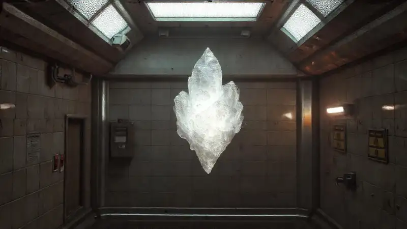 Cristal misterioso en urna de seguridad
