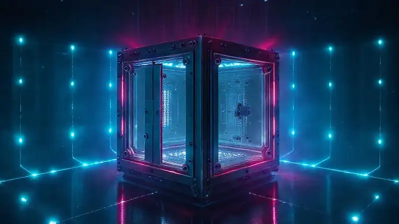 Estructura metálica futurista con aura luminosa