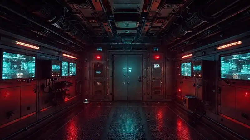 Sala de contención tecnológica y futurista