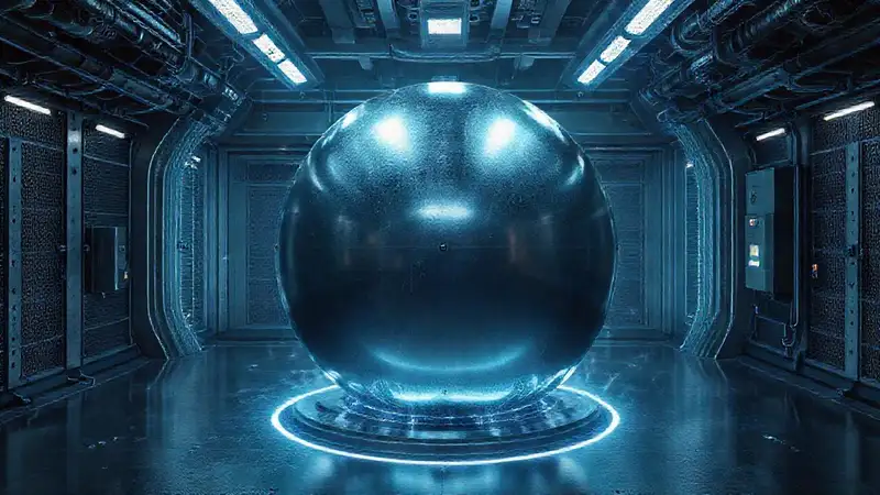 Esfera metálica en laboratorio con energía misteriosa