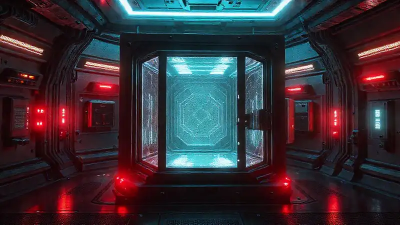 Cámara futurista con efectos electromagnéticos y seguridad