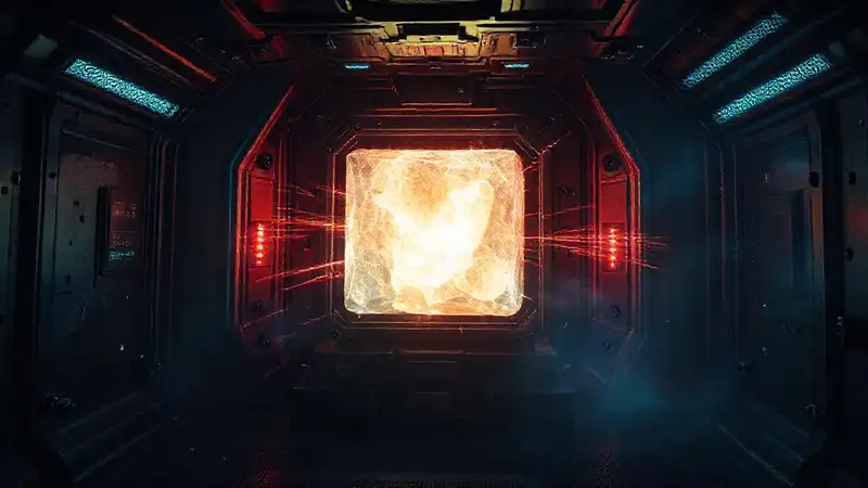 Cámara segura con cristal y energía misteriosa