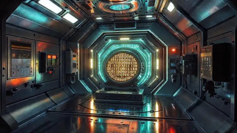 Cámara futurista con patrón y energía misteriosa