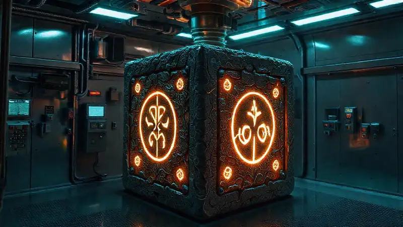 Cubo misterioso en contención de alta seguridad