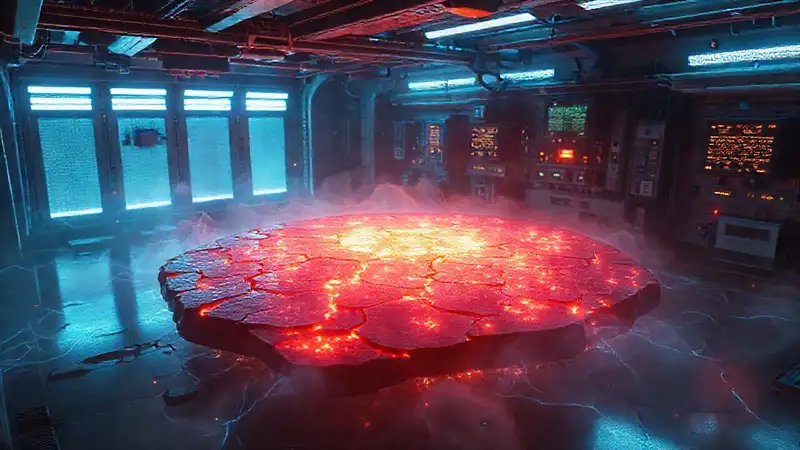 Campo de energía en superficie fragmentada y luminosa