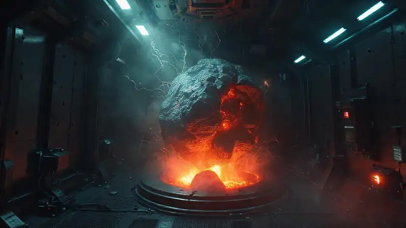 Estructura misteriosa en cámara futurista segura