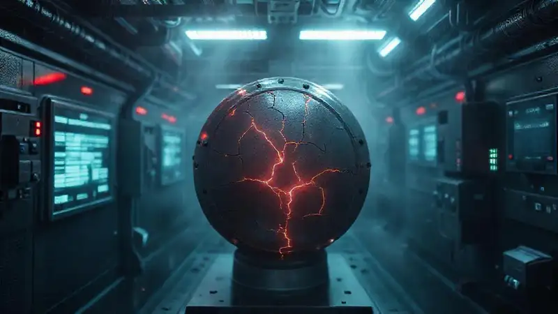 Objeto metálico con energía y campo electromagnético