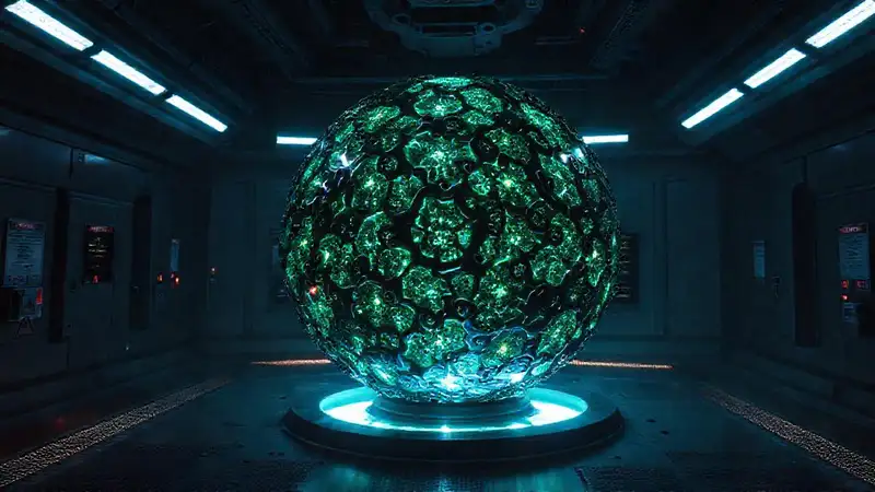 Estructura esférica con patrones fractales misteriosos