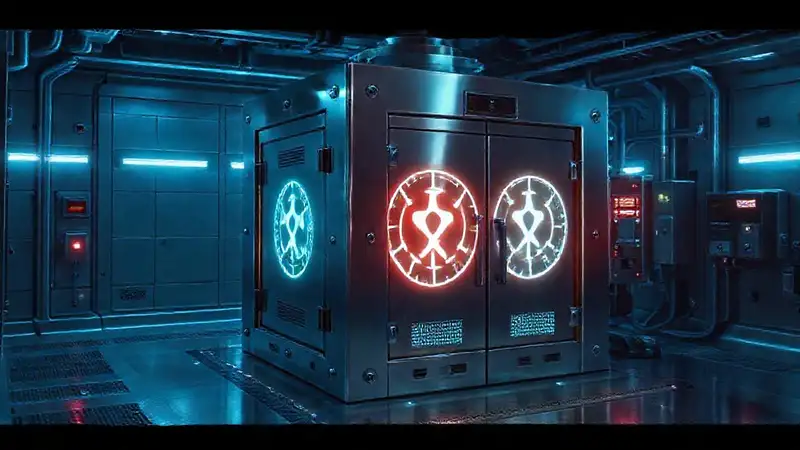 Cámara futurista de contención con protección tecnológica