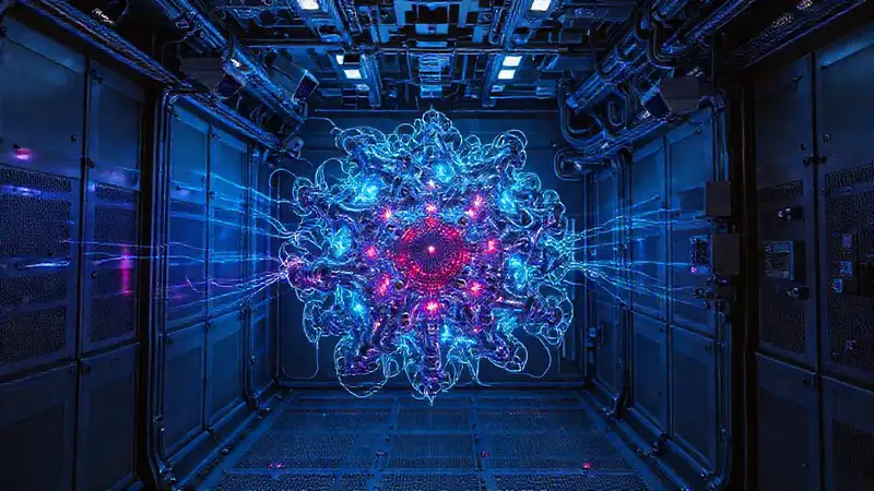 Estructura fractal metálica luminosa y segura