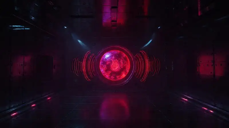 Cámara de contención oscura y futurista