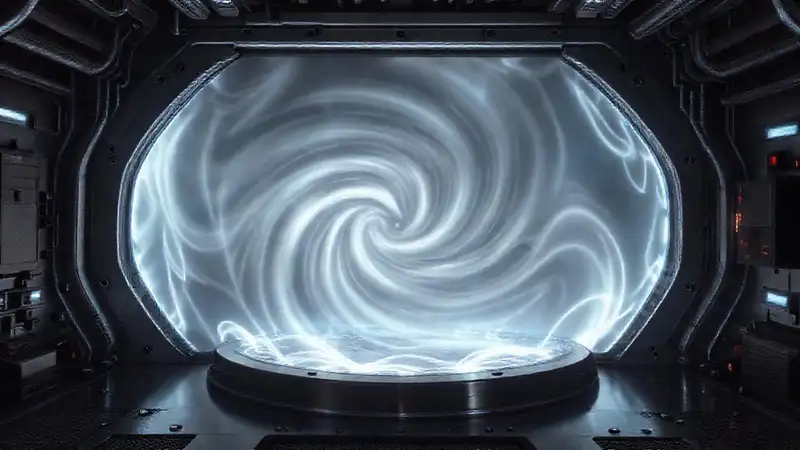 Estructura futurista con energía y misterio