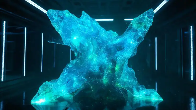 Cristal brillante con energía y ambiente misterioso