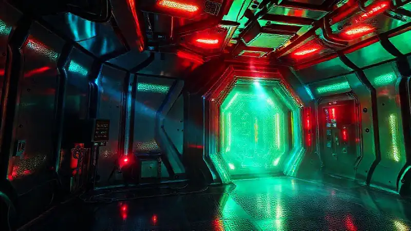 Estructura misteriosa energética en entorno futurista