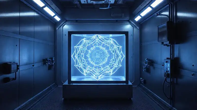 Sala de contención con cubo y tecnología