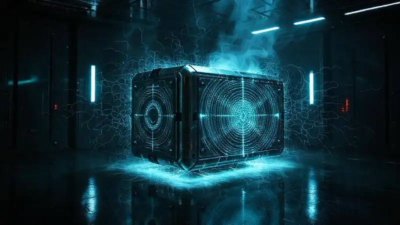 Objeto metálico misterioso en campo de energía