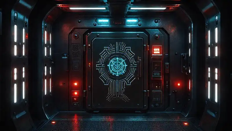 Camara segura futurista y misteriosa con dispositivos