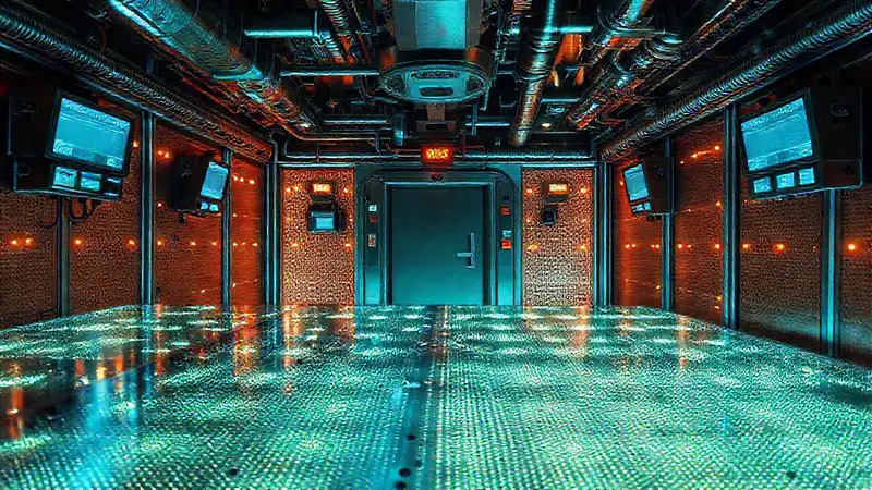Estructura metálica luminosa y seguro avanzado