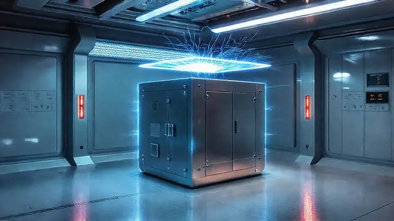 Caja metálica con campo de energía protector