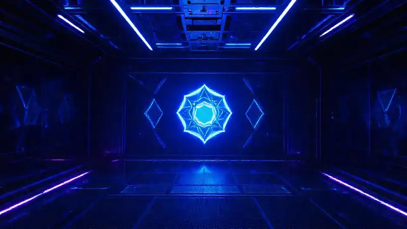 Patrón luminoso en ambiente misterioso y tenso