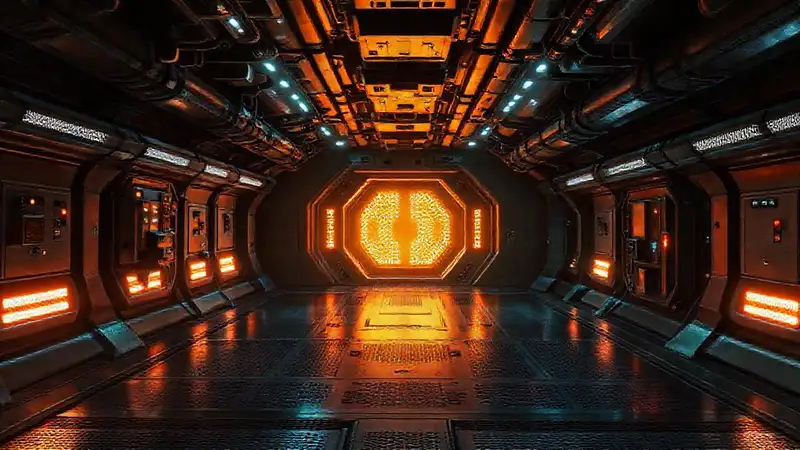 Cámara secreta futurista con energía peligrosa