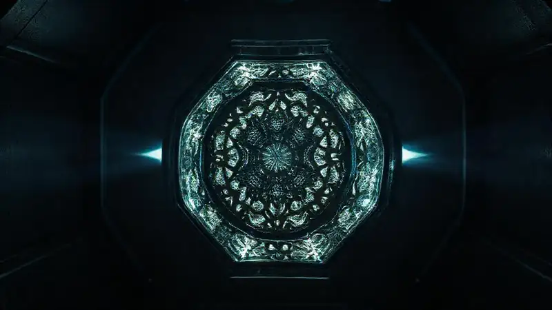 Artefacto metálico fractal y luminiscente misterioso