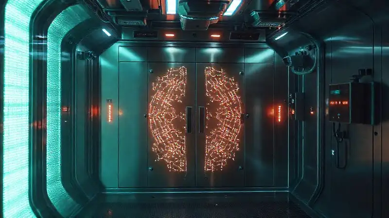 Cámara de seguridad futurista y misteriosa