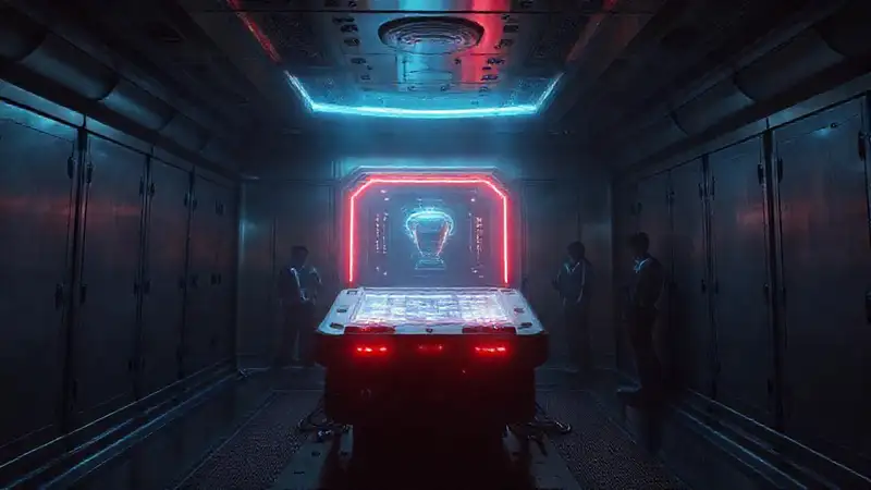 Dispositivo futurista, seguro y misterioso en contención