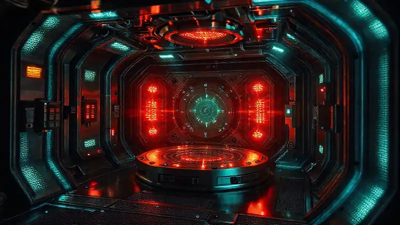 Cámara de contención electromagnética futurista peligrosa