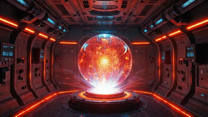 Esfera luminosa en cámara de alta tecnología