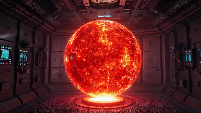 Esfera energética en habitación futurista y segura