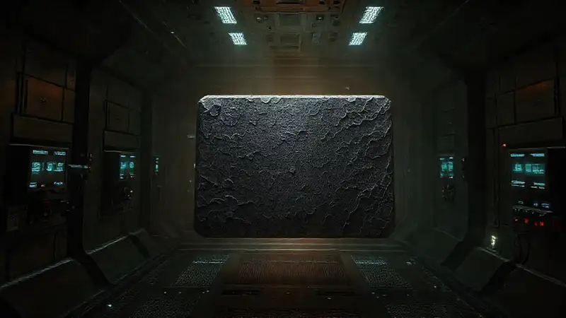 Objeto misterioso en prisión futurista y oscura