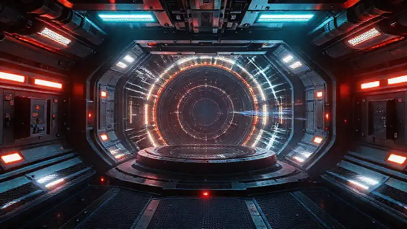 Cámara de contención futurista y misteriosa