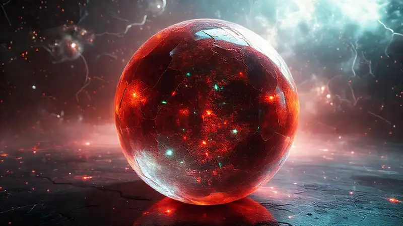 Esfera irregular luminosa y misteriosa futurista