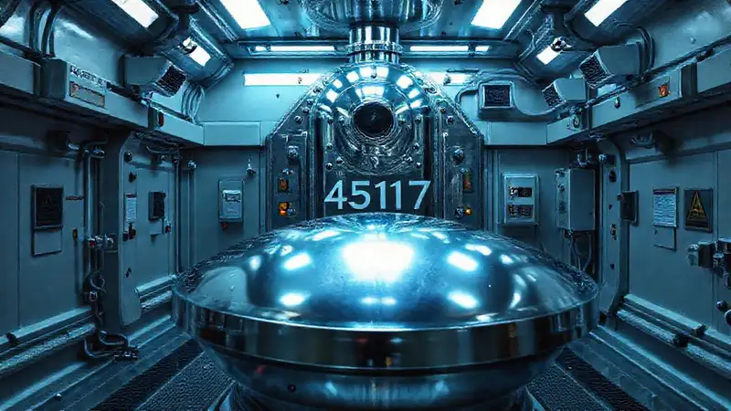 Cámera y estructura metálica en entorno futurista