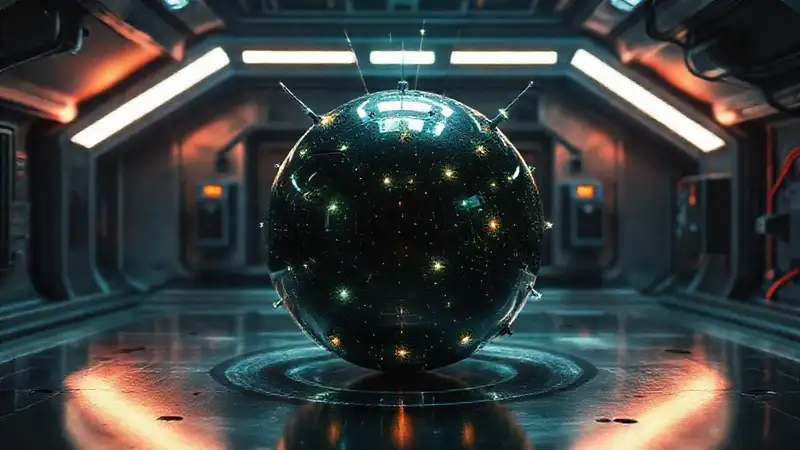 Objeto esférico misterioso con tecnología futurista