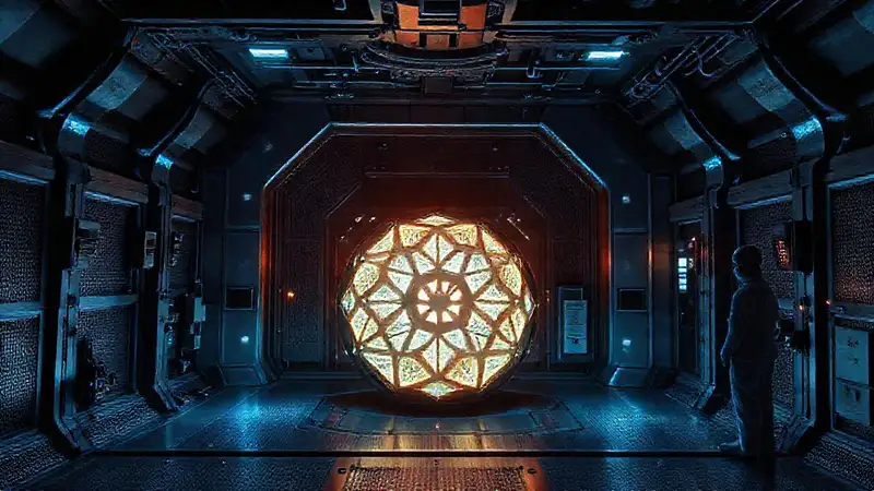 Instalación segura con objeto misterioso brillante