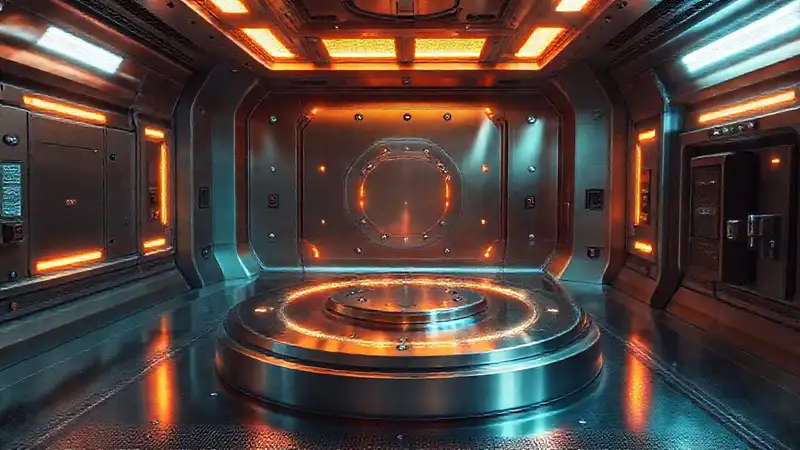 Cámara futurista de contención con energía y misterio