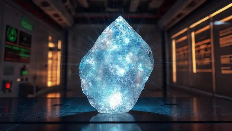 Fragmento cristalino con patrones fractales luminosos