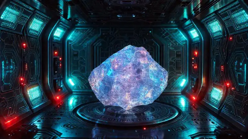 Cámara protectora futurista con cristales brillantes
