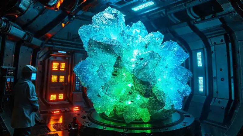 Cristal semi-orgánico fluorescente en bóveda de seguridad