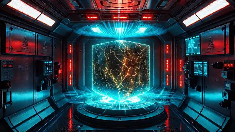 Cámara de contención futurista con prismático luminiscente