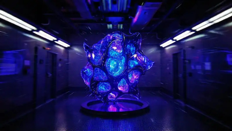 Estructura metálica azul y morada