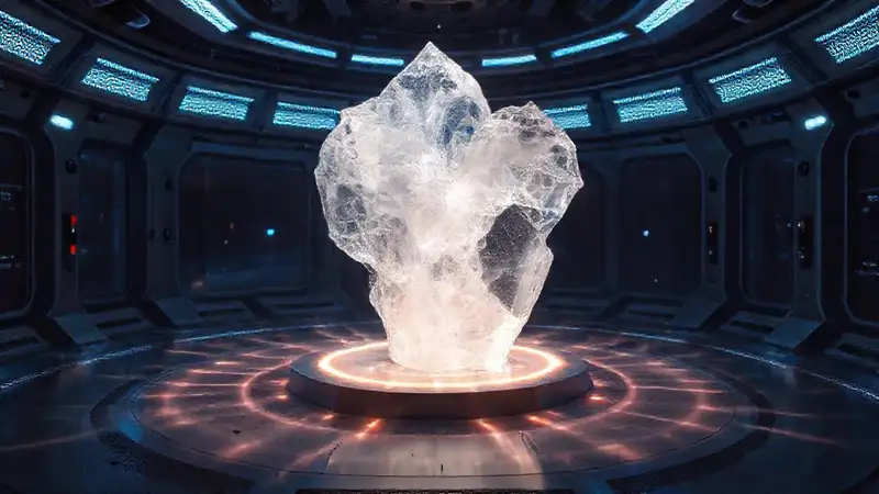 Cristal fractal en cámara futurista protegida