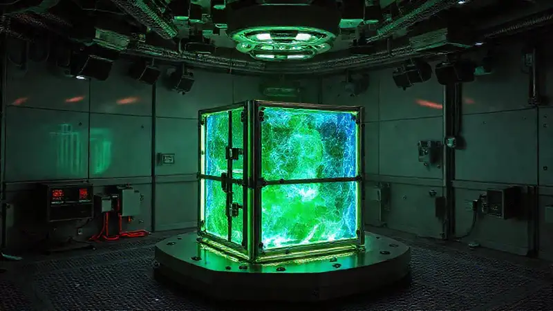 Sala de contención con cubo de cristales