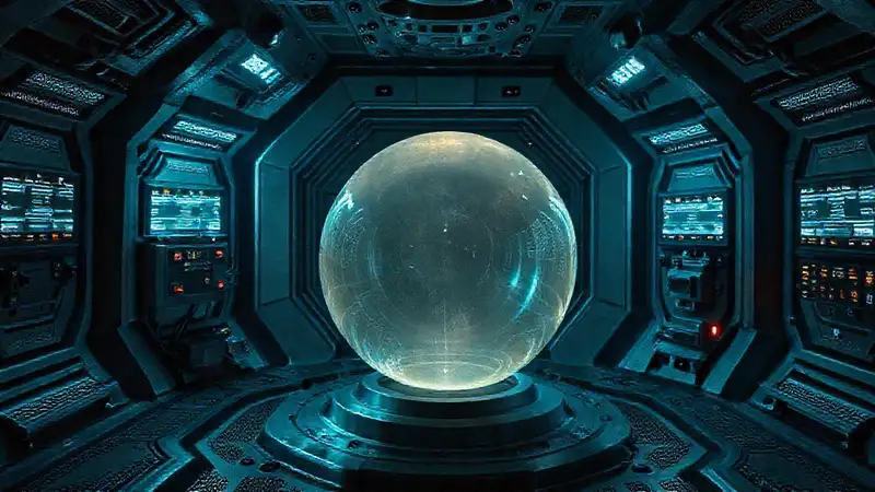 Esfera futurista en cámara de alta tecnología