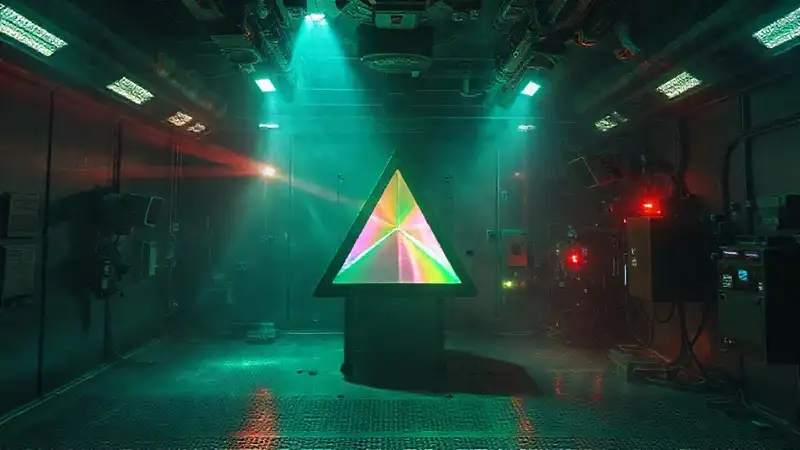 Prisma misterioso en cámara de alta tecnología